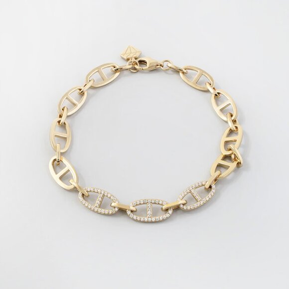 NWT Multi Link Anchor 14K Gold Rhodium Plated Vermeil Chain Bracelet - Picture 2 of 9